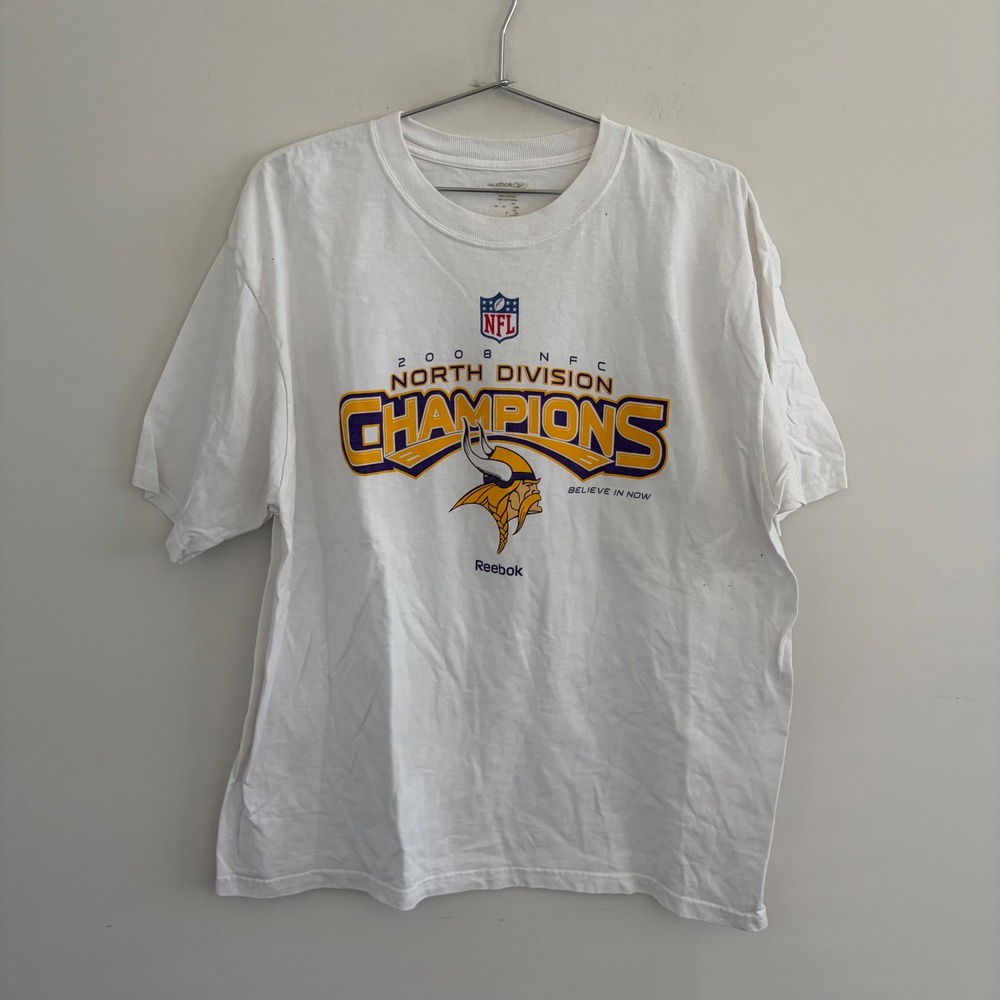 Reebok 2008 Minnesota Vikings NFC North Champions T-Shirt Large White
